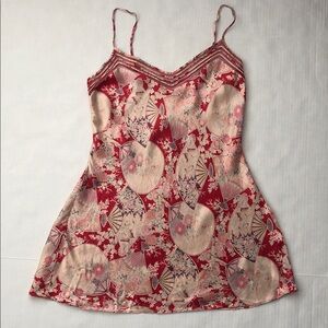 Victoria’s Secret Vintage 100% Silk Chemise Slip Asian Fans Floral Size L